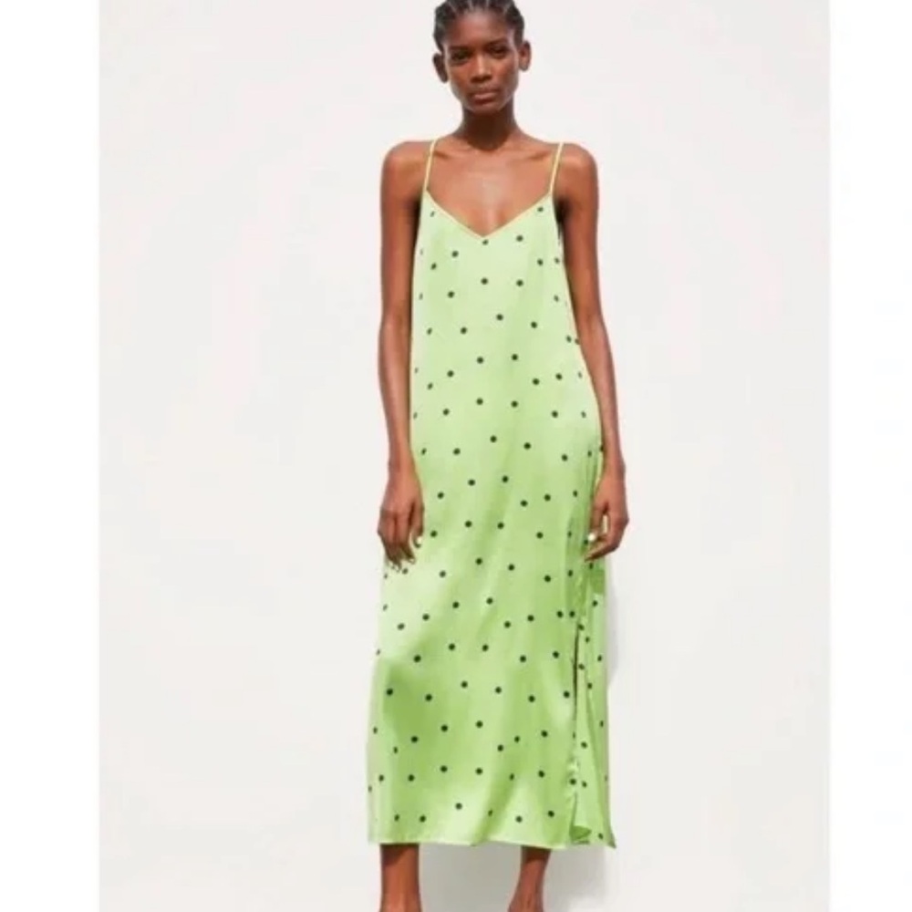 Green Polka Dot Slip Dress